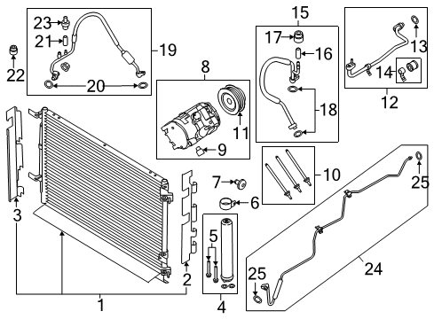 2019 Ford Mustang A/C Condenser, Compressor & Lines Clutch & Pulley Diagram for FR3Z-19V649-D