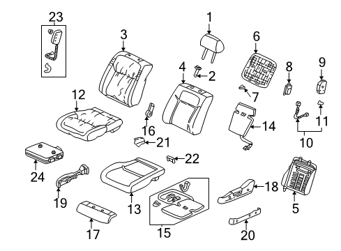 2002 Acura TL Front Seat Components Pad & Frame, Left Front Seat Cushion Diagram for 81532-S0K-A71