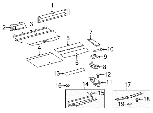 2010 Toyota Highlander Rear Body Interior Trim, Jack & Components Side Trim Diagram for 58409-48070-B0