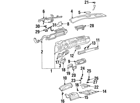 1997 Cadillac DeVille Instrument Panel Clip, Radiator Outlet Hose Diagram for 19130464
