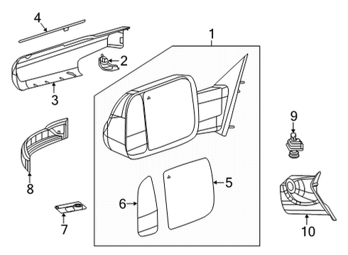 2021 Ram 1500 Mirrors OUTSIDE REARVIEW Diagram for 68446968AA
