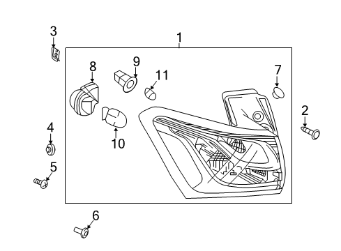 2021 Chevrolet Equinox Bulbs Tail Lamp Retainer Diagram for 11610583