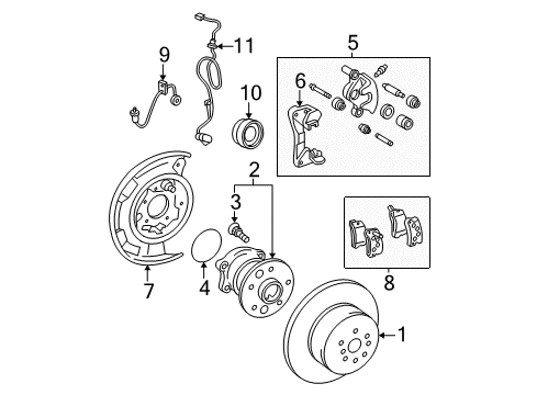 2004 Toyota Camry Rear Brakes Hub & Bearing Diagram for 42410-33050