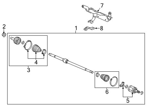 2013 Acura ILX Drive Axles - Front Joint, Inboard Diagram for 44310-TR0-310