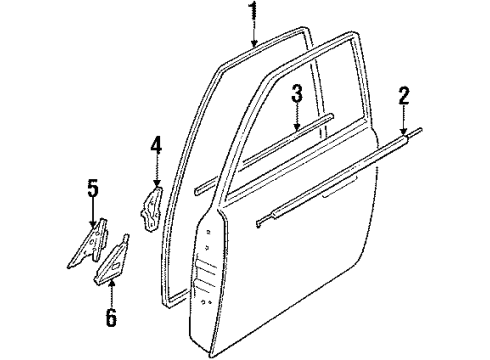 1985 Nissan Pulsar NX Door & Components MOULDING Front Door LH Diagram for 80821-26M03