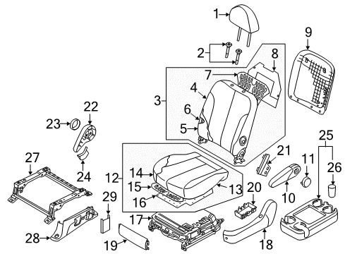 2014 Kia Sedona Heated Seats Link Cover-Front Side Diagram for 2K54J88216CS