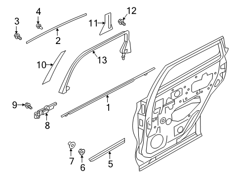 2020 Infiniti QX50 Exterior Trim - Rear Door Moulding-Rear Door Sash, Front RH Diagram for 82282-5NA0A