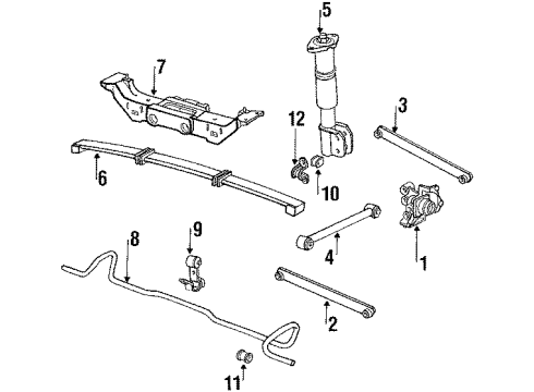 1997 Oldsmobile Cutlass Supreme Rear Suspension Components, Stabilizer Bar Rear Suspension Strut Assembly Diagram for 22064714