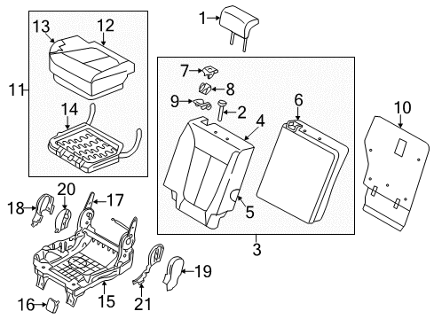 2011 Hyundai Santa Fe Second Row Seats Pad Assembly-2ND Seat Cushion, RH Diagram for 89250-0W500