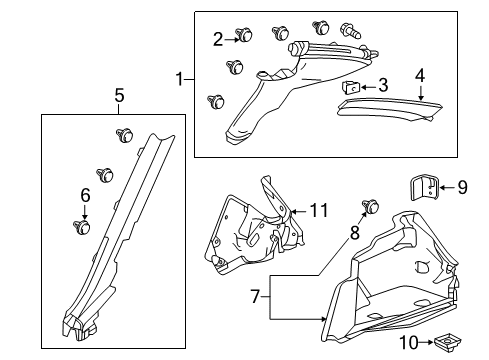 2020 Acura RLX Interior Trim - Quarter Panels Insulator, Left Rear Wheelhouse Diagram for 74691-TY2-A01