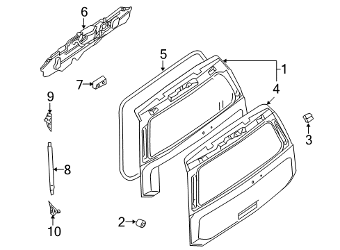 2004 Nissan Pathfinder Armada Lift Gate Back Door Diagram for 90100-7S030