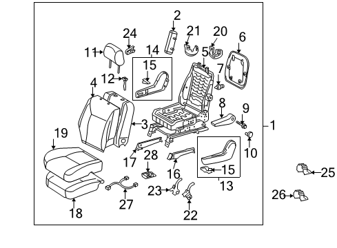 2009 Toyota Sienna Front Seat Components Cushion Cover Diagram for 71071-08010-B0