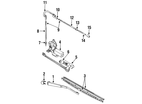 1991 Geo Metro Rear Washer Components Insert-Rear Wiper Rubber Diagram for 96059603