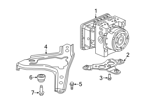 2016 Honda Pilot ABS Components Bracket, Modulator Diagram for 57115-TZ5-A00