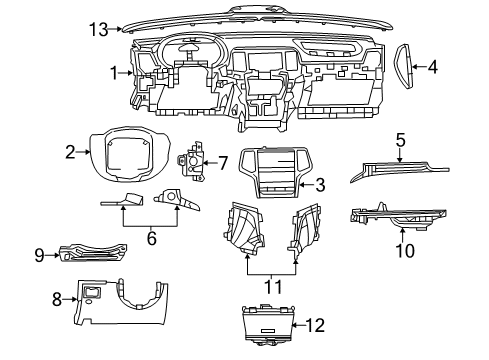2012 Jeep Grand Cherokee Instrument Panel Components APPLIQUE-Instrument Panel Diagram for 1WZ97AAAAB