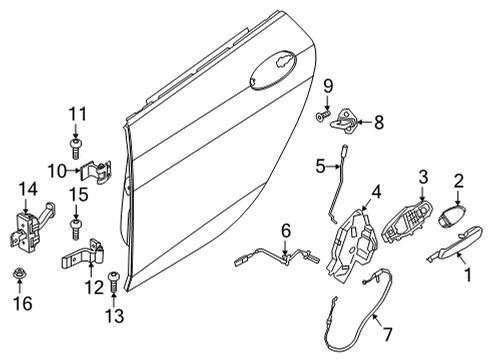 2021 BMW 228i xDrive Gran Coupe Rear Door REAR DOOR HANDLE BOWDEN CABL Diagram for 51227474349