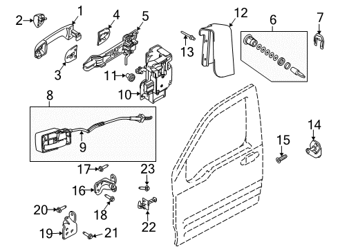 2011 Ford Transit Connect Front Door - Lock & Hardware Handle, Outside Diagram for 2T1Z-6122404-A