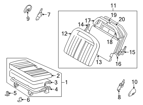 1999 Toyota 4Runner Rear Seat Components Cushion Assembly Diagram for 71460-35590-B3