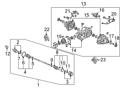 2011 Acura RL Axle & Differential - Rear Carrier Sub-Assembly, Rear Differential Diagram for 41010-RJC-325