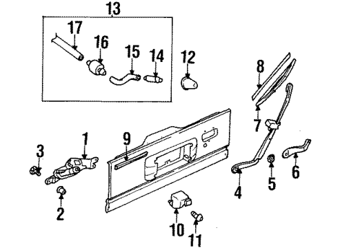 2002 Isuzu Rodeo Wiper & Washer Components Hose, RR. Washer Tank Diagram for 8-97125-168-1