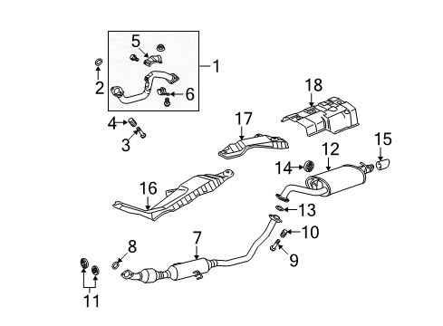 2010 Toyota Corolla Exhaust Components Tailpipe Extension Diagram for 17408-28030