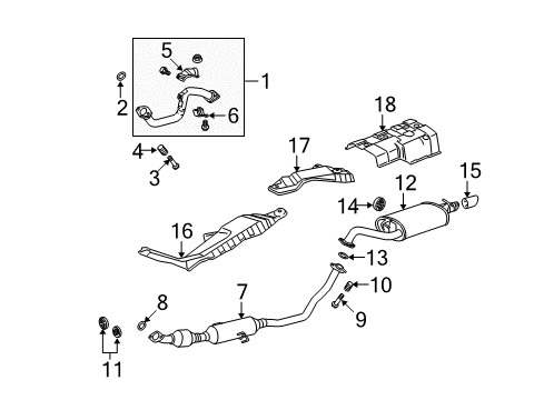 2010 Toyota Corolla Exhaust Components Muffler & Pipe Diagram for 17430-0T050