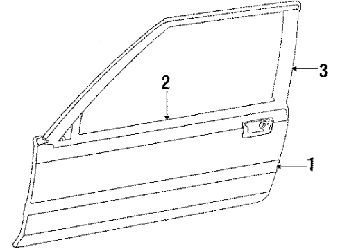 1988 Honda Accord Front Door Molding Assy., L. Door Diagram for 72450-SE0-A02