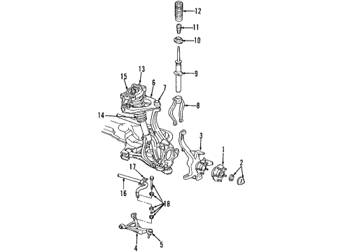 1997 Plymouth Breeze Front Suspension Components, Lower Control Arm, Upper Control Arm, Stabilizer Bar Bar Diagram for 4656009