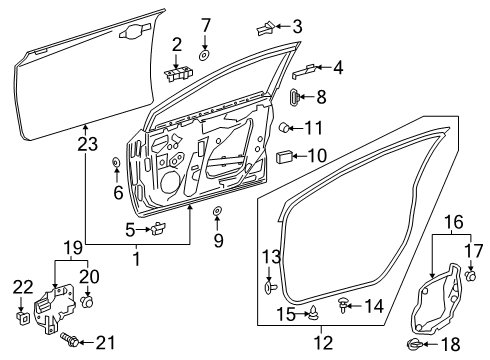 2019 Toyota Corolla Front Door Cylinder & Keys Diagram for 69051-02250