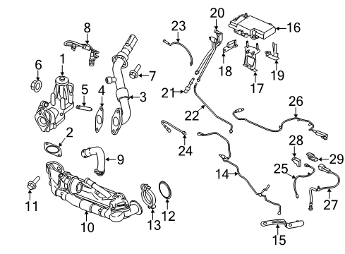 2017 Ford Transit-350 HD Powertrain Control EGR Tube Gasket Diagram for 6C1Z-9E464-A