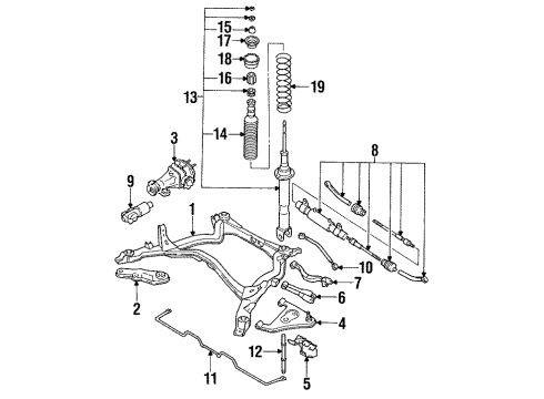 1990 Infiniti Q45 Rear Suspension Shock Absorb Diagram for 56210-60U25