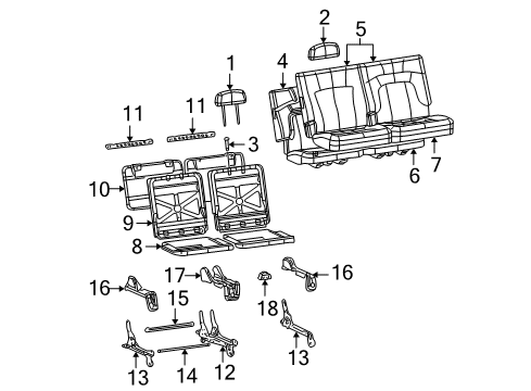 2003 Chevrolet Trailblazer EXT Rear Seat Components Seat Cushion Pad Diagram for 88979369