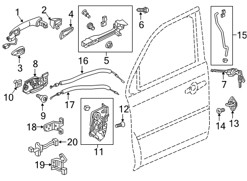 2019 Honda Passport Front Door - Lock & Hardware Cover L *NH883P* Diagram for 72184-T2A-A11YP
