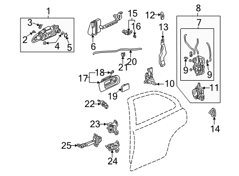 2005 Honda Civic Front Door Cylinder, Passenger Side Door Diagram for 72145-S5A-A11