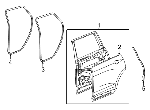 2020 Cadillac XT6 Rear Door Weatherstrip On Body Diagram for 84631684