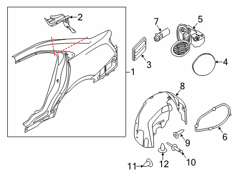 2018 Ford Taurus Quarter Panel & Components Filler Pocket Diagram for AG1Z-5427936-A