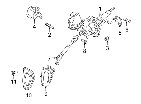 2012 Toyota Highlander Steering Column Assembly Steering Column Diagram for 45250-48271