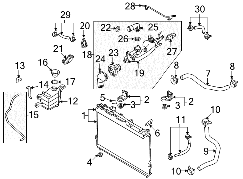 2007 Hyundai Veracruz Powertrain Control Bracket Assembly-Radiator Mounting, Upper Diagram for 25333-3J000