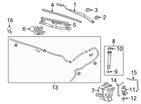 2012 Chevrolet Sonic Wiper & Washer Components Washer Hose Diagram for 95916893