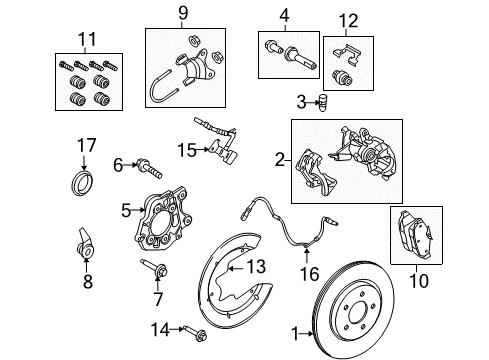 2013 Ford Mustang Brake Components Front Pads Diagram for 7R3Z-2001-A