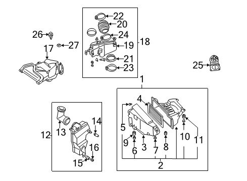 2000 Nissan Maxima Powertrain Control Air Cleaner Cover Diagram for 16526-2Y000