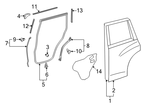 2017 Lexus GX460 Rear Door Frame Trim Diagram for 67674-48010