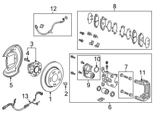 2018 Honda Clarity Rear Brakes Caliper Set, RR. Diagram for 01473-TY2-A01