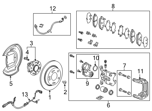 2018 Honda Clarity Rear Brakes Set, Rear Diagram for 01468-TRT-A00