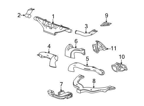 2011 GMC Terrain Ducts Defroster Grille Diagram for 20996121