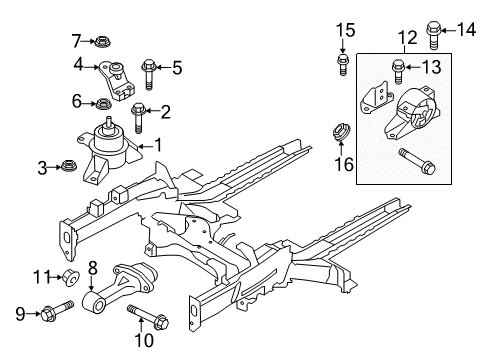2013 Kia Soul Engine & Trans Mounting Support Engine Mounting Bracket Diagram for 218252K601