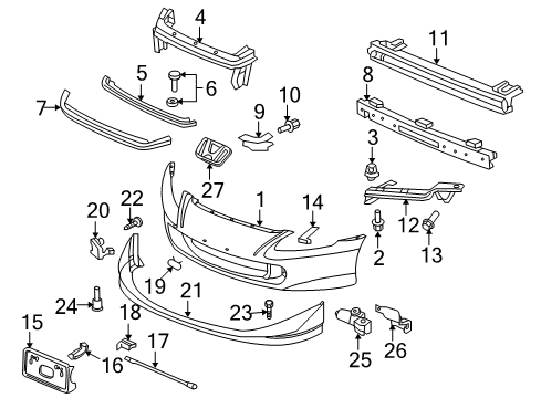 2008 Honda S2000 Bumper & Components, Exterior Trim Face, Front Bumper (Dot) Diagram for 04711-S2A-A80ZZ