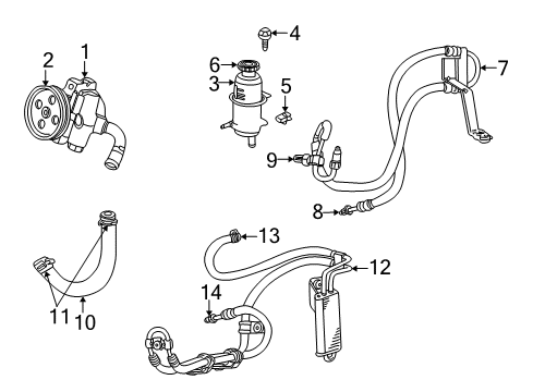 2005 Jeep Liberty P/S Pump & Hoses, Steering Gear & Linkage Cooler-Power Steering With Hose Diagram for 52125431AB