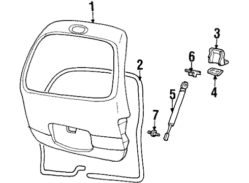 2003 Ford Windstar Lift Gate Hinge Diagram for F58Z-1642900-A