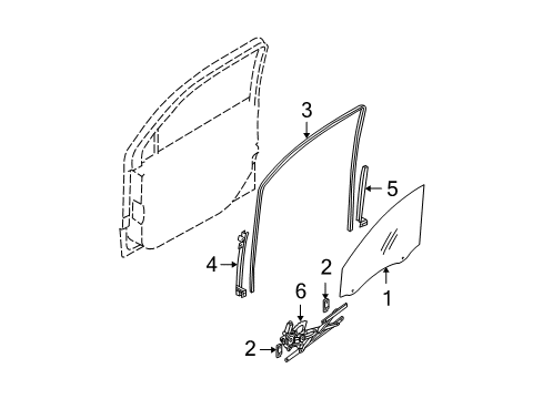2008 Kia Sorento Front Door Run-Front Door, RH Diagram for 825263E000
